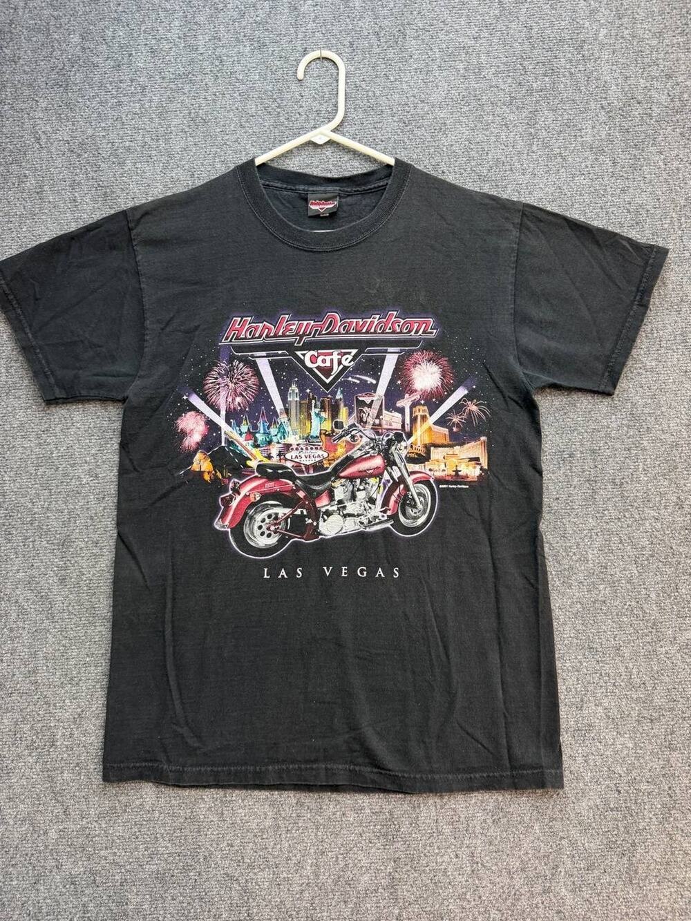 Harley-Davidson Cafe Las Vegas Men's M Black Motorcycle Graphic Tee Made in USA